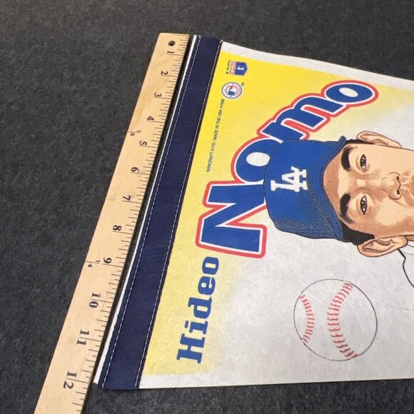 HIDEO NOMO Los Angeles Dodgers Rookie MLB Baseball 1995 Banner Flag RARE Pennant - Picture 9 of 10